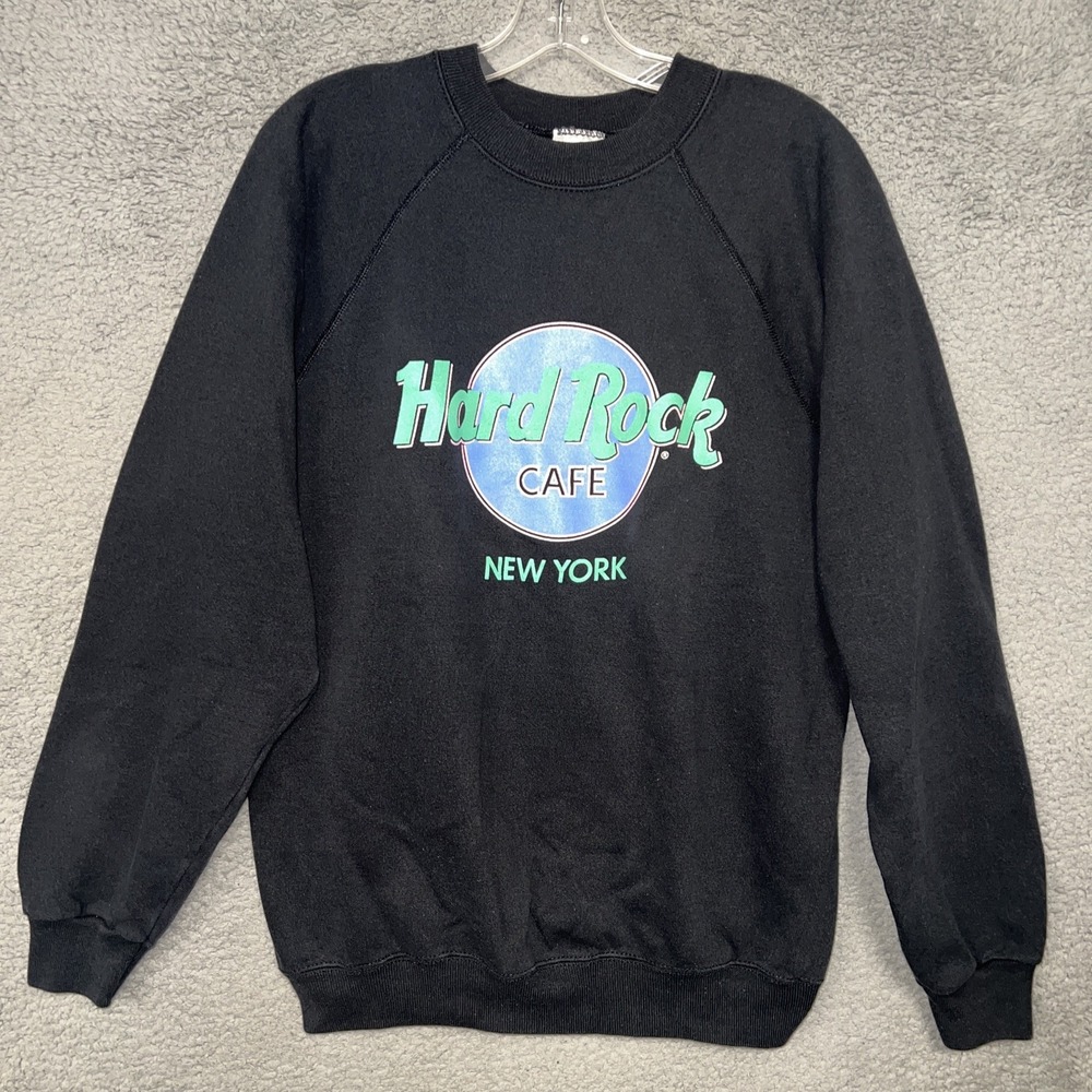 VTG Hard Rock Cafe x Hanes New York Sweater Men's XL Black Pullover Made USA 80s